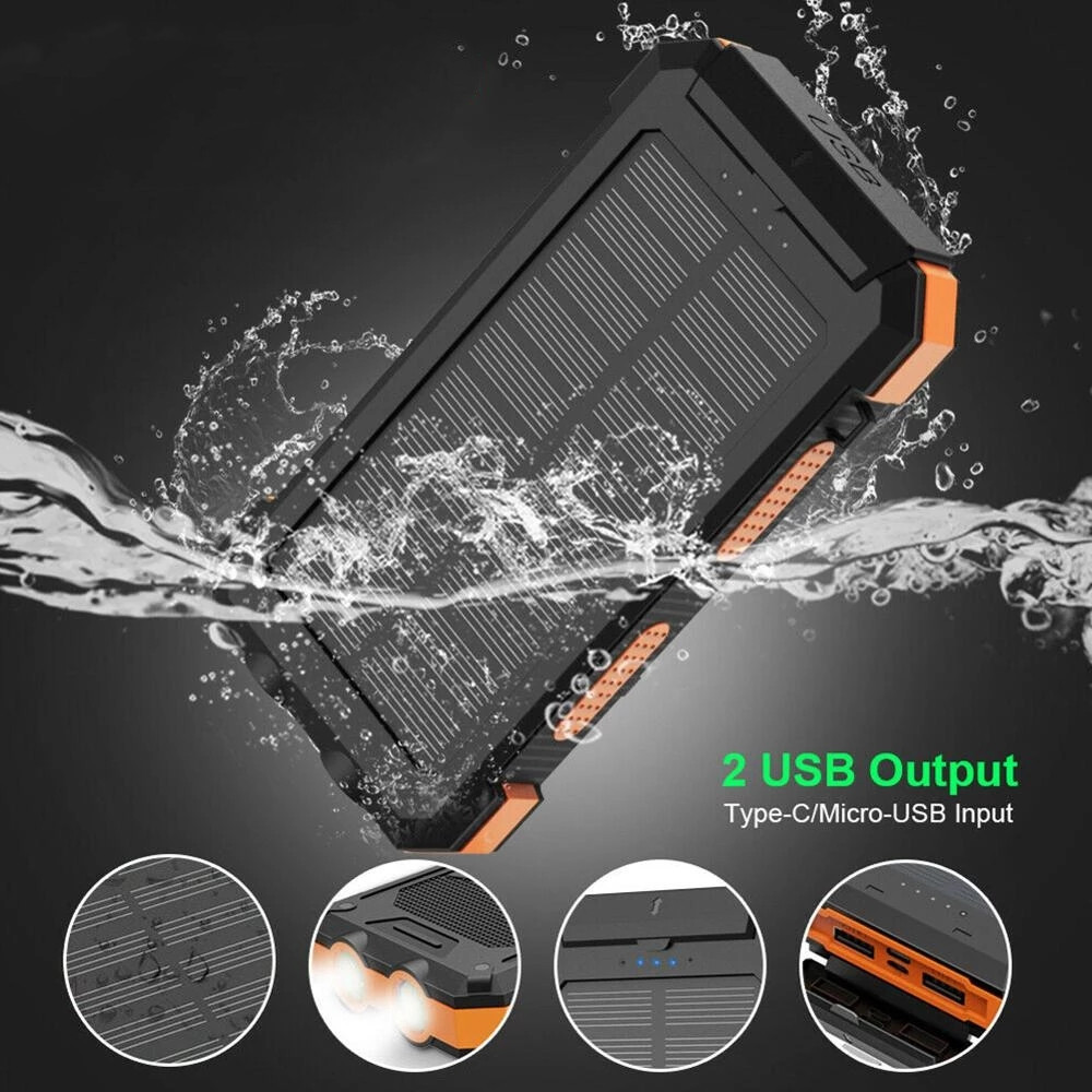 Solar mobile power bank 20000mah compass mobile phone solar charger