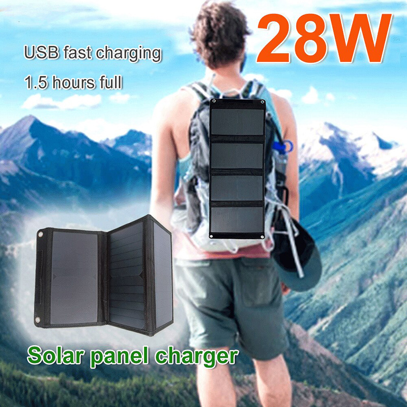 Solar Panel Charging Folding Bag 28W Portable Mobile Phone Power Bank Photovoltaic Panel