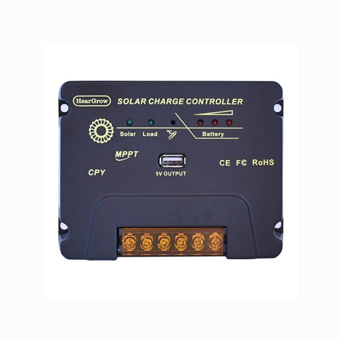 HearGrow 10 Amp 12V/24V PWM Negative Ground Solar Charge Controller Compact Design w/LCD Display for AGM, Gel, Flooded and Lithium Battery, Wanderer